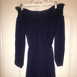 REVOLVE navy blue off the shoulder dress